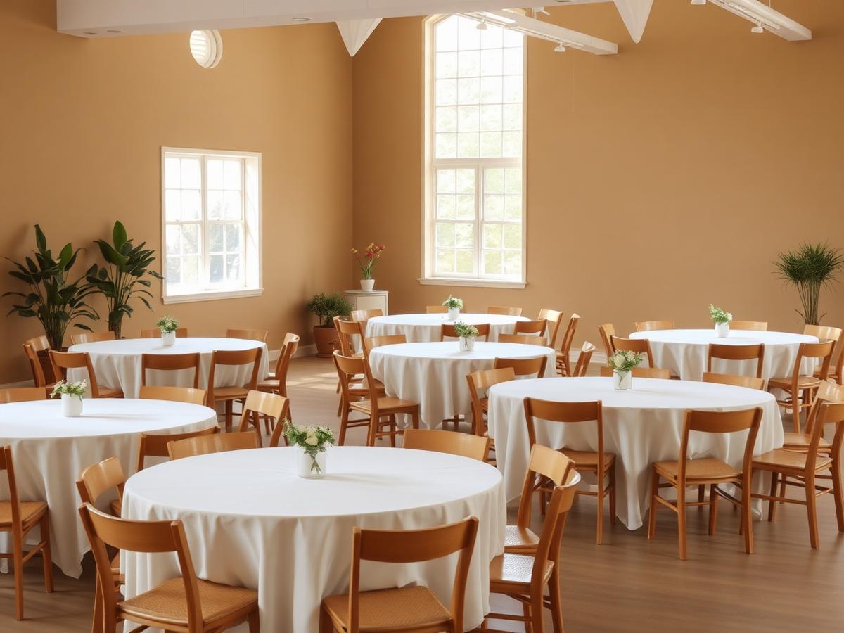 Clean flexible event room ready for a private gathering